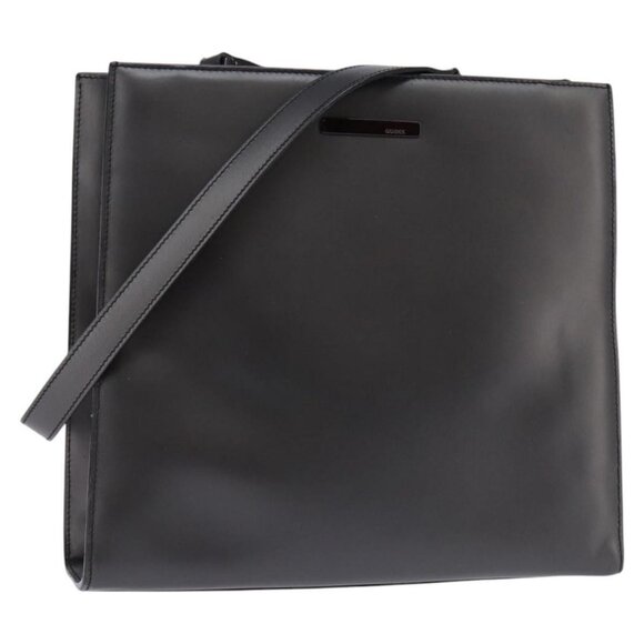 GUCCI Hand Bag Leather 2way Black 001 2058 1853 6 Auth 145484